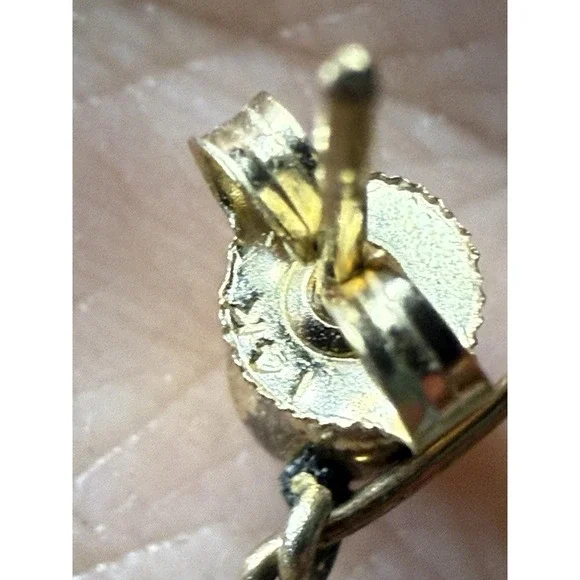 Beautiful Vintage Green Jade Beaded Necklace And 14KT Earrings Hoops - Picture 5 of 6